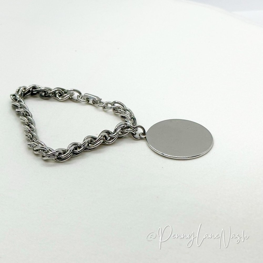 Vintage Silver Chain with Single Plate Bracelet - Picture 4 of 8
